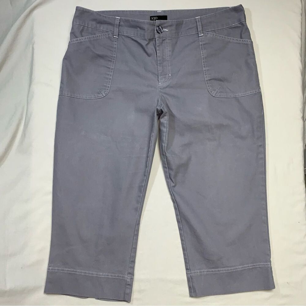 Gray Cropped Capri Pants Women’s 16 Pedal Pushers Calf Summer Preppy Minimalist